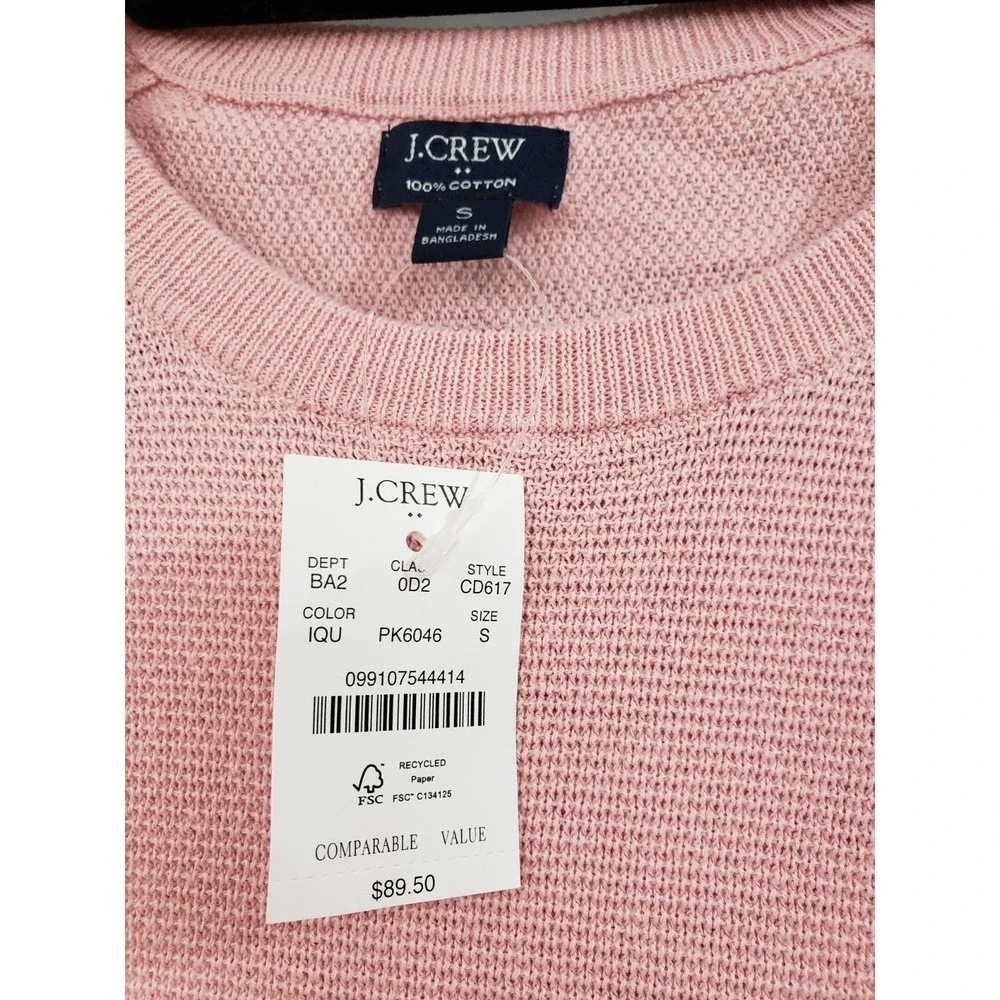 NEW LIGHTWEGIHT J Crew Mens PINK Waffle Knit Crewneck Sweater BABY SHOWER‎